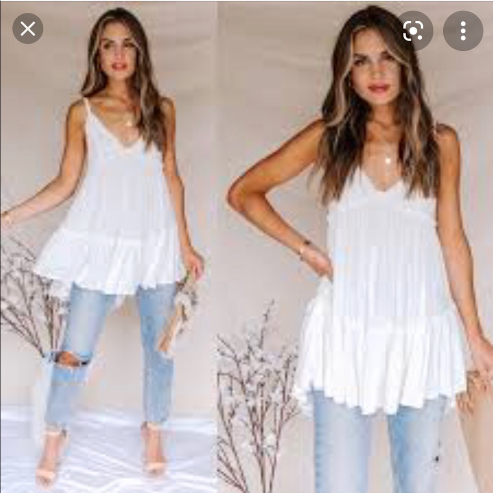 Vici White Tiered Babydoll Tank - Large